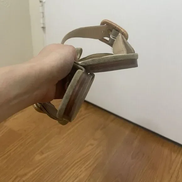 VERONICA BEARD Tan suede leather thong buckle slip on sandals size 8 - Picture 7 of 7